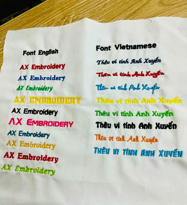 Thêu tên và chữ theo yêu cầu